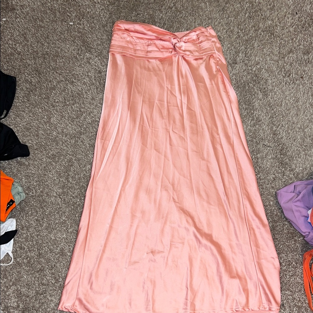 Elegant Pink Satin Skirt